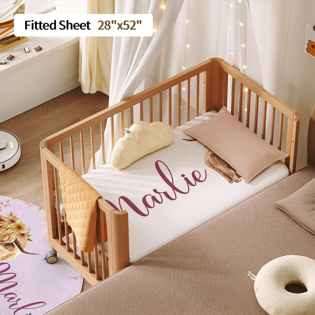 Personalized Baby Crib Bedding Set, Custom Name Nursery Bedding, Yak 5 Pcs Baby Bedding Set for Girl Boy, Double Layer Crib Set, Customized Gifts(Fixed Size)