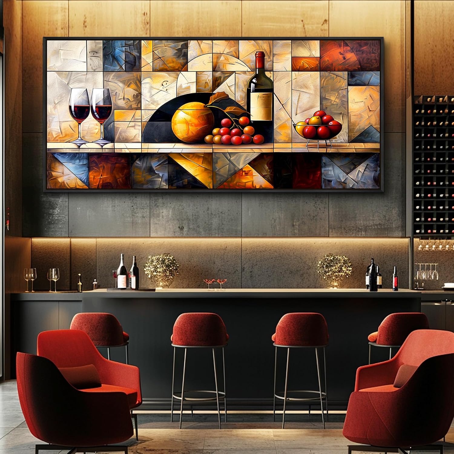 QIYILEXWART Canvas Wall Art For Living Room Large Wall Decor For Office Kitchen Decorations Wine Glass Landscape Pictures Farmhouse Painting Artwork Room Wall Mural Aesthetic Home Decor 32x72 In