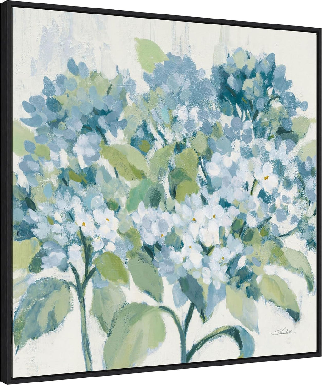 Amanti Art Framed Canvas Wall Art 30x30 Romantic Hydrangeas Blue by Silvia Vassileva, Framed Wall Art Canvas, Flowers Artwork, Modern Decor, Large Poster Painting for Living Room, Bedroom, Bathroom,