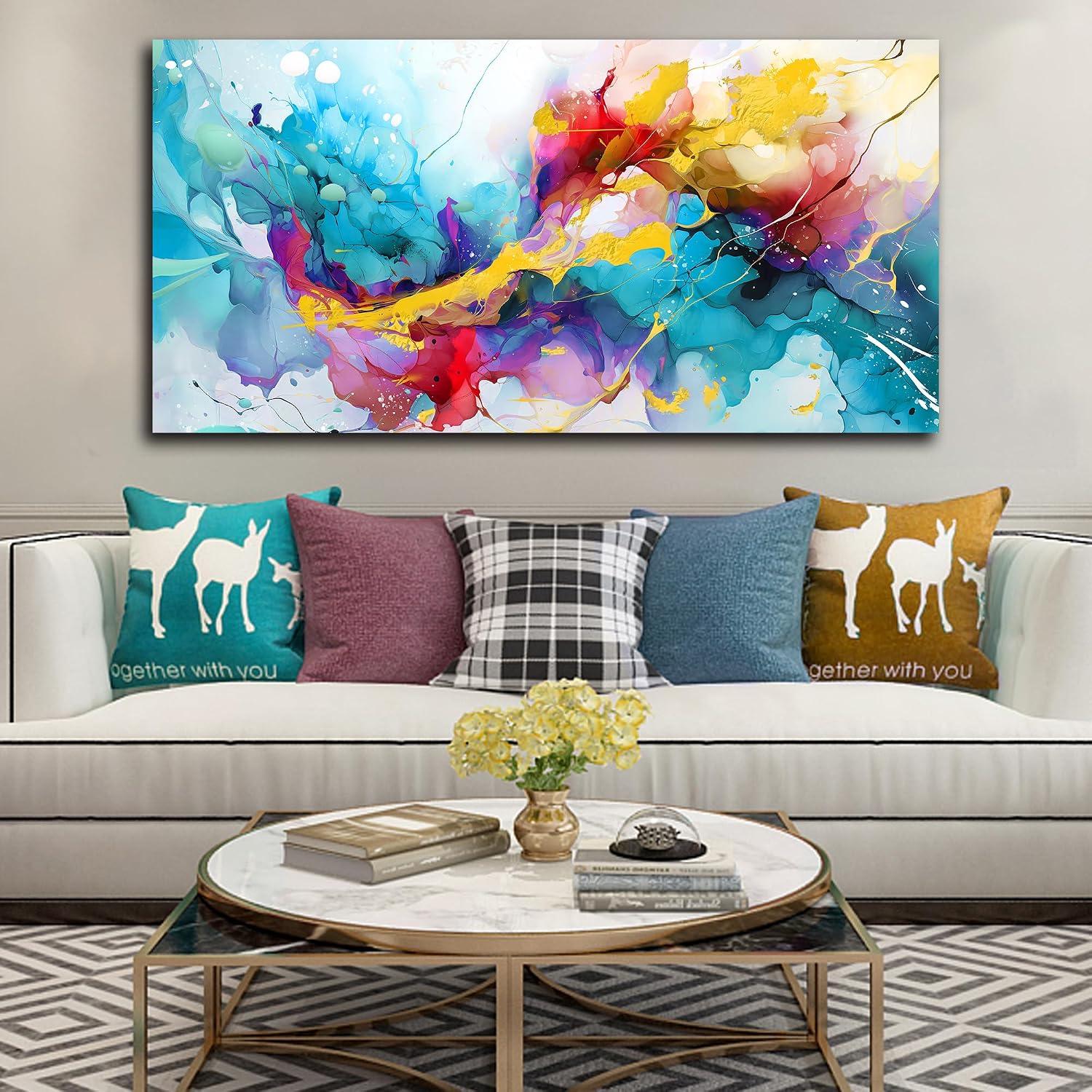 LAOTOART Modern Art Wall-Decor for Office Women - Abstract Wall Art - Large Wall Paintings for Living Room Ready to Hang Size 29' x 59'
