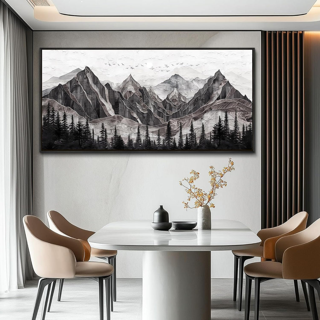 XIGUANGART Large Abstract Mountain Wall Art Farmhouse Canvas Art Print Painting Forest Nature Wall Decor Watercolour Modern Landscape Picture for Living Room Bedroom Office Decorations Framed Artwork