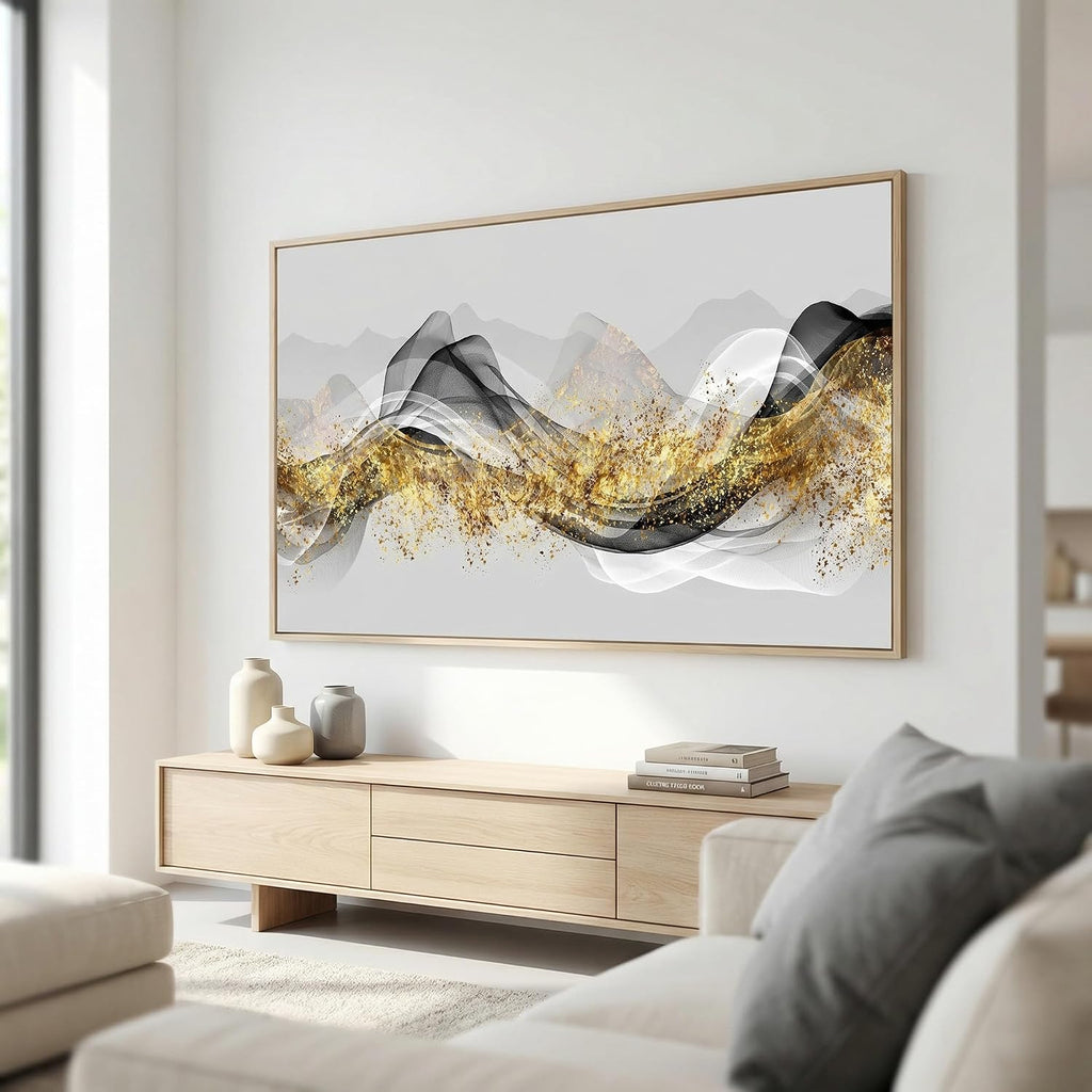Tucai Decor Wall Art Modern light Luxury Abstract Gold ink Landscape Canvas Wall Art for Living Room Bedroom Color Pictures Artwork Home Decor Canvas Print Wall Decor Ready to Hang 30x60inch (Framed)
