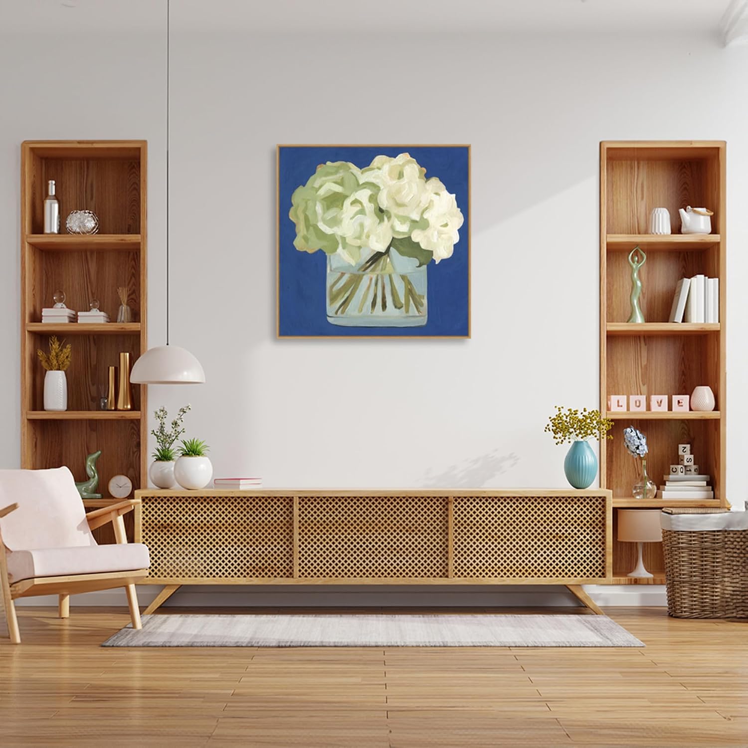 Amanti Art Framed Canvas Wall Art 30x30 White Hydrangeas II by Emma Scarvey, Framed Wall Art Canvas, Flowers Artwork, Modern Decor, Large Poster Painting for Living Room, Bedroom, Bathroom, Kitchen,
