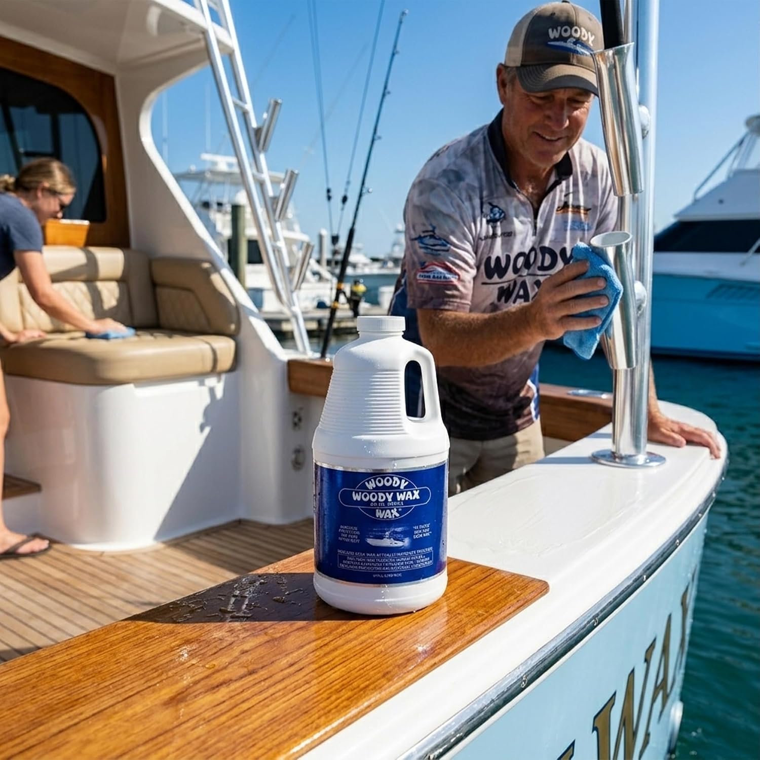 Woody Wax Boat Protection Refill Pack, Non-Skid Deck Wax & Professional Metal Restorer, All-In-One Marine Protection for Decks, Hulls & Towers; No-Buff Formula Against Corrosion & Saltwater, 64 oz