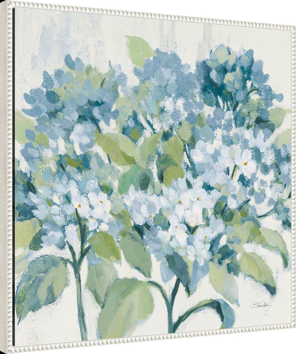 Amanti Art Framed Canvas Wall Art 30x30 Romantic Hydrangeas Blue by Silvia Vassileva, Framed Wall Art Canvas, Flowers Artwork, Traditional Decor, Large Poster Painting for Living Room, Bedroom,
