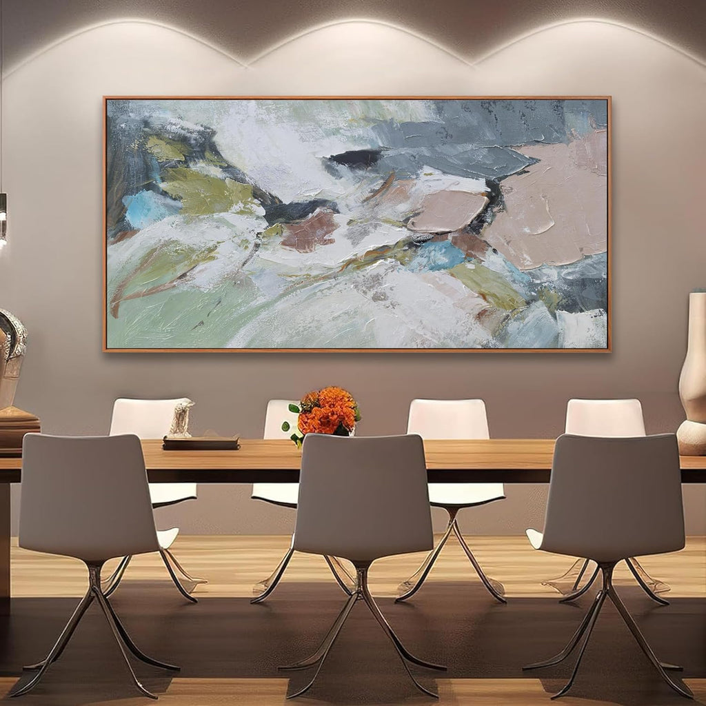 Pink Abstract Painting Large Wall Art Living Room Decor Green Canvas Print Colorful Abstract Wall Art For Living Room Home Office Decoration 30x60 Inch