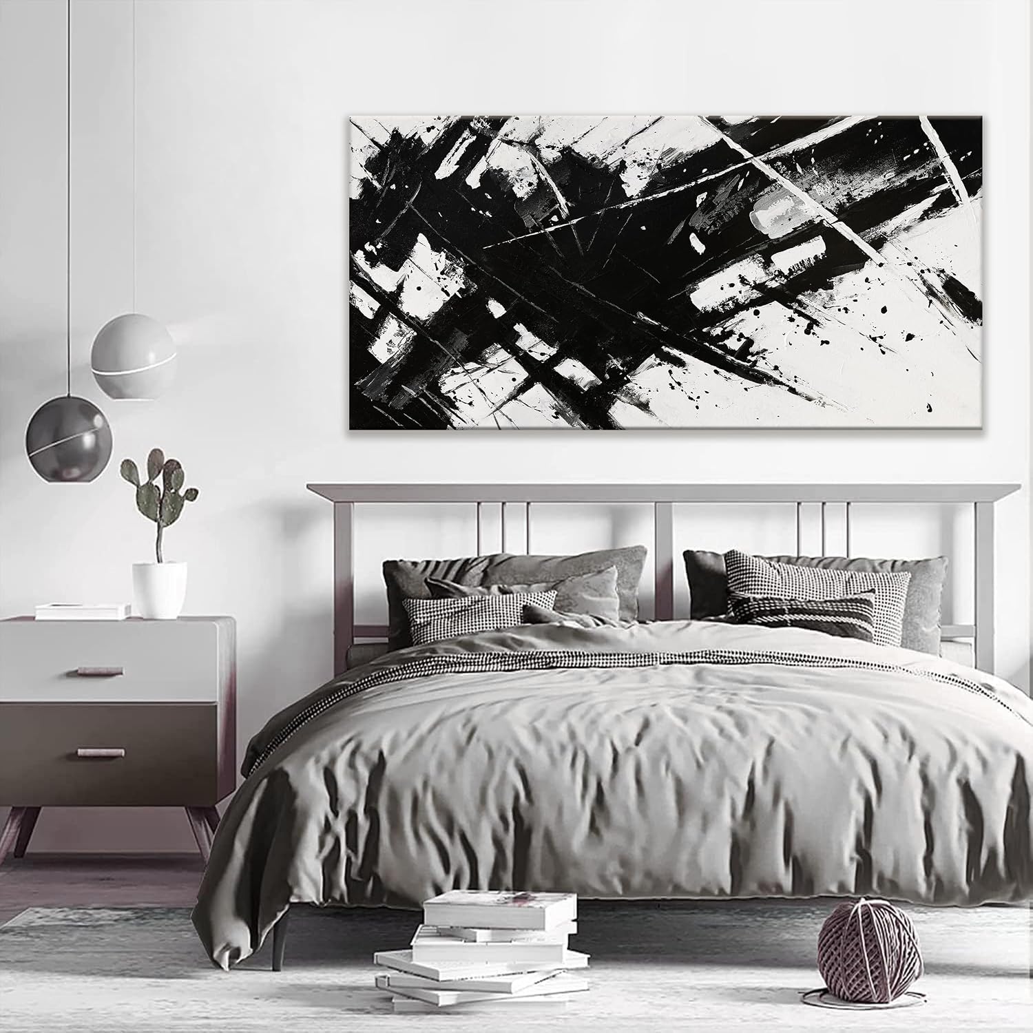 TAIJXAGSG Large Abstract Wall Art For Living Room Abstract art Grunge Room Canvas Art Wall Decor 29' X 58' Painting Black And White Wall Art For Bedroom Office Home Wall Decor
