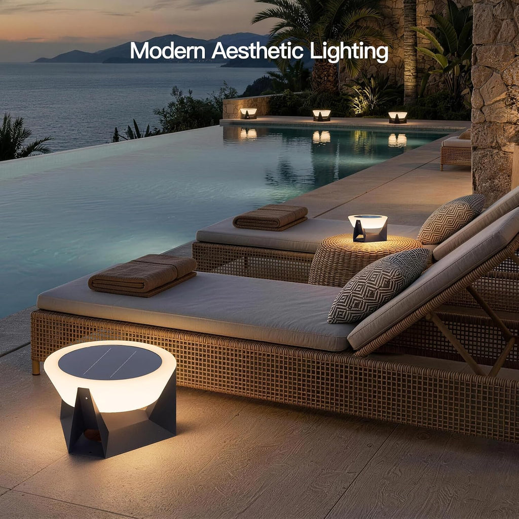 MVBT Solar Floor Lamp, Medium Solar Lantern, 3000K LED Outdoor Lanterns for Porch, Dusk to Dawn Outdoor Lights for Patio, Waterproof Floor Lamps, Modern Garden Lights Free Standing for Deck Table Yard