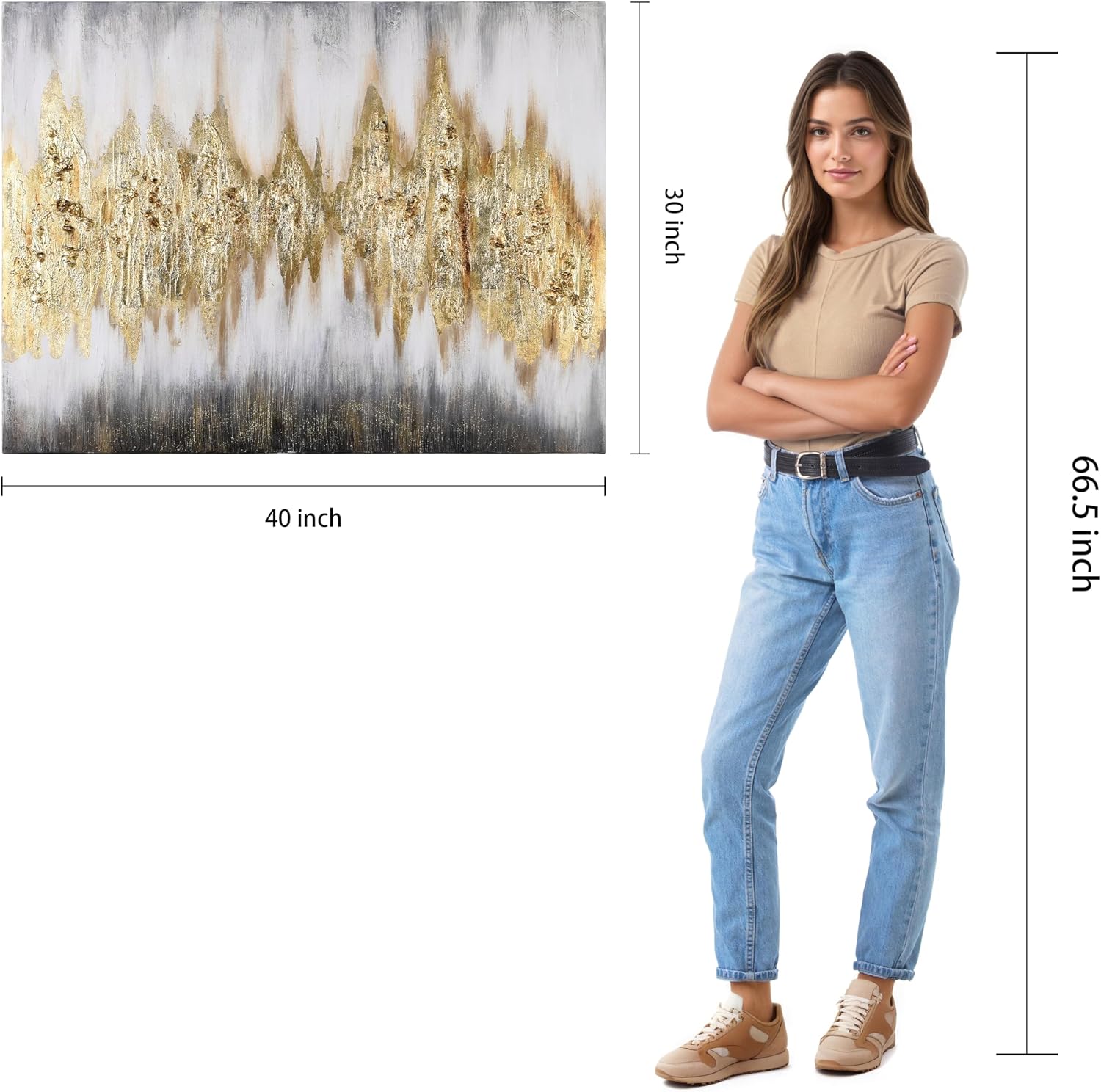 Empire Art Direct Abstract Wall Art Textured Hand Painted Canvas by Martin Edwards, Unframed, 40' x 30', Gold Frequency