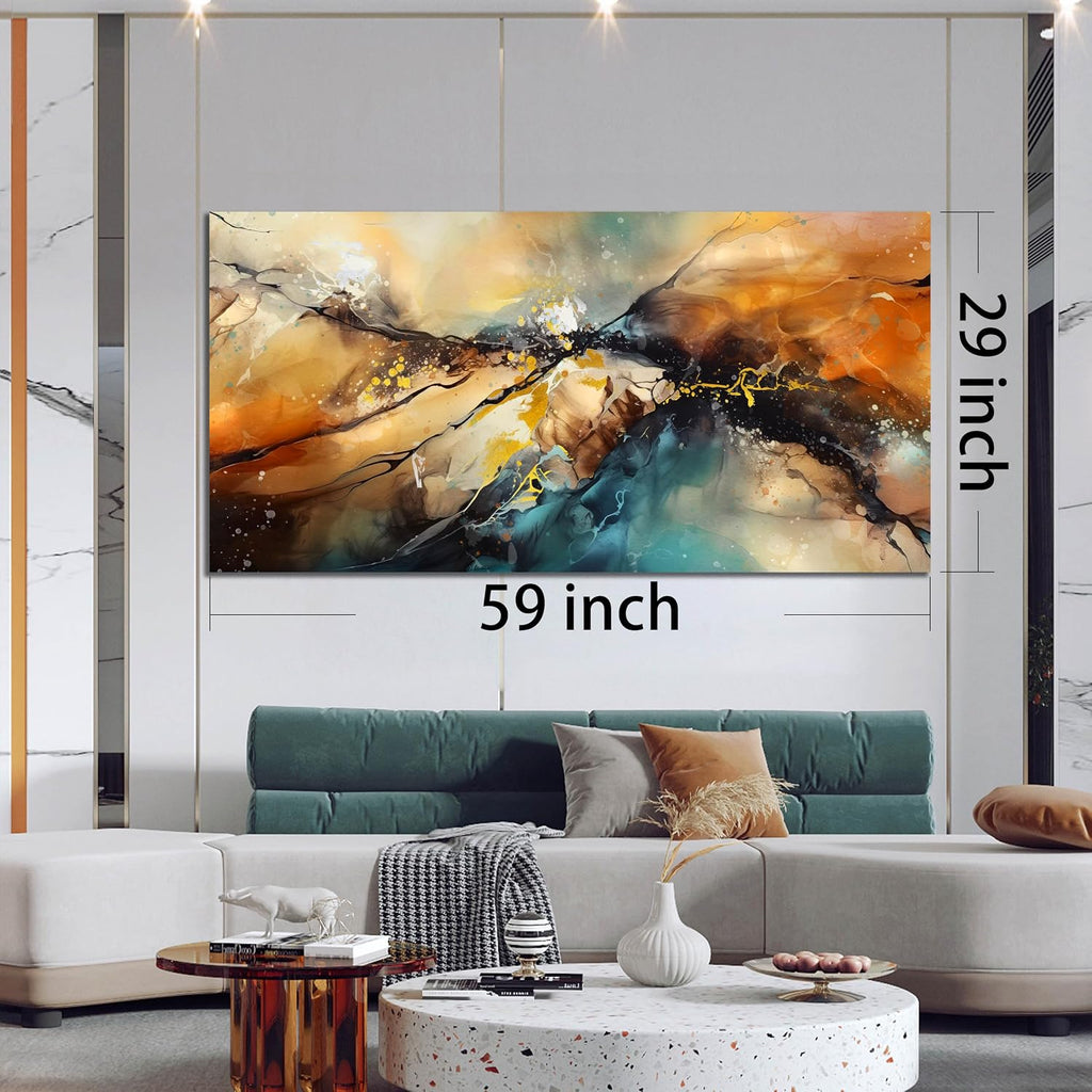 JKWALL77 Large Wall Paintings for Living Room - Yellow Pictures Wall Decor - Abstract Wall Art for Office Ready to Hang Size 29' x 59'