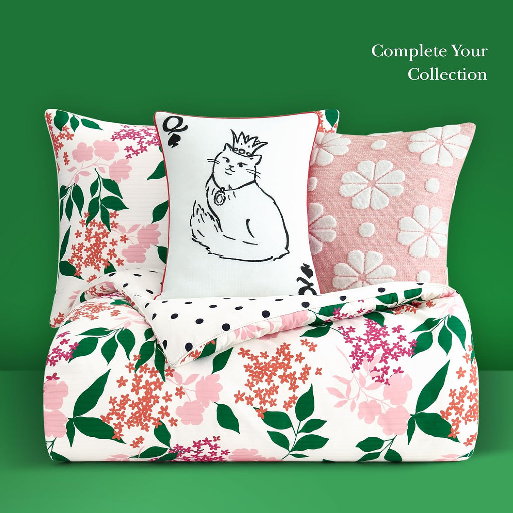 kate spade new york Bold Blossoms King Comforter Set, 300 Thread Count Cotton Reversible Cover, All Season 3 Piece Bedding, Machine Washable, Floral Multicolor