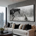 Black Home Wall Decor Horse Canvas Poster Neutral Wall Art 24'x48' Large Pictures for Living Room Kitchen Office Artwork