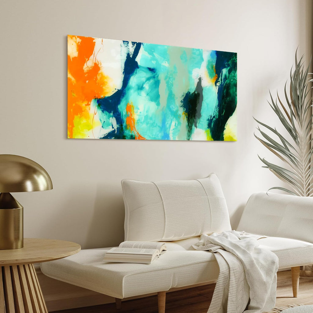 Empire Art Direct Tidal Abstract 2 Frameless Free Floating Tempered Glass Panel Graphic Wall Art, 48' x 24' x 0.2', Ready to Hang