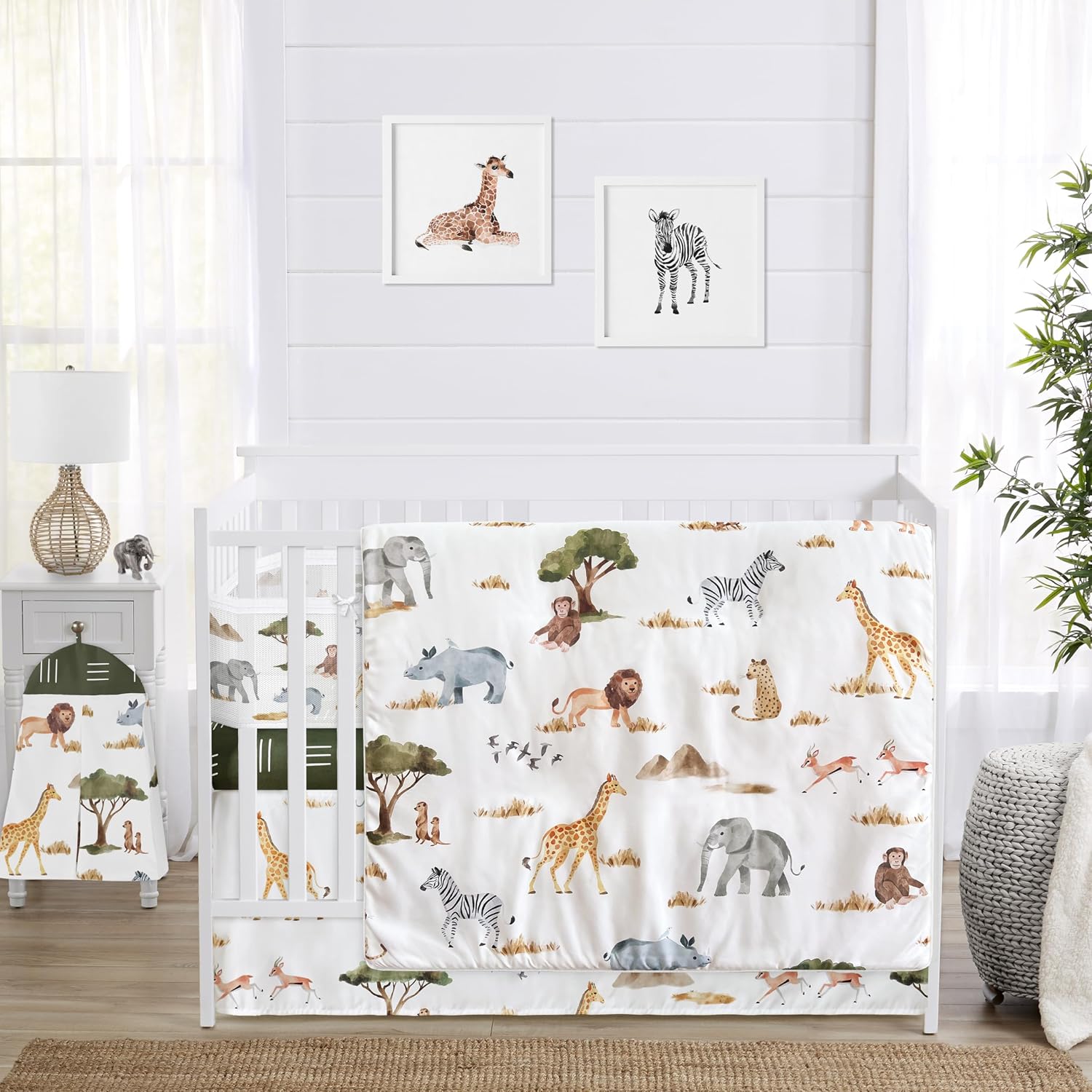 Sweet Jojo Designs Jungle Animals Boy Girl Gender Neutral Baby Crib Bedding Set Infant Nursery Room BreathableBaby Breathable Mesh Crib Liner Blanket Fitted Sheet Skirt 6p Green Yellow Boho Mud Cloth