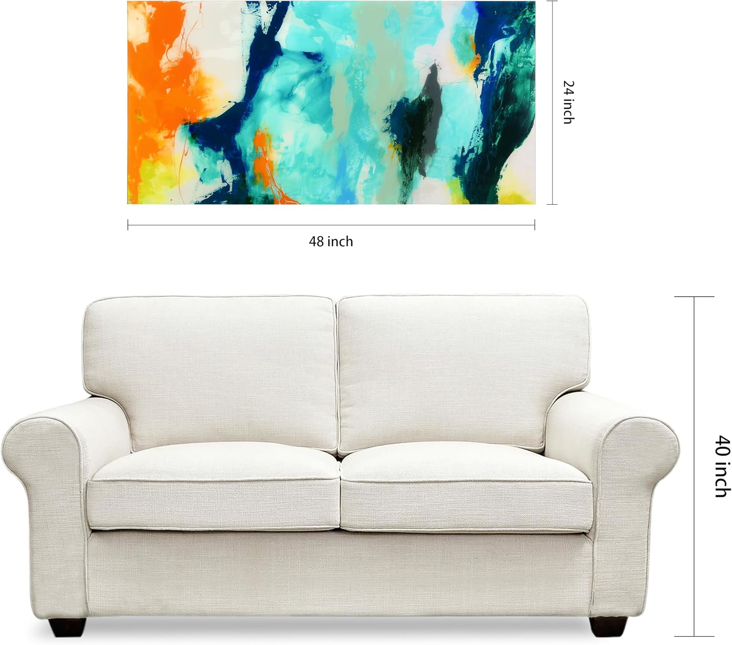 Empire Art Direct Tidal Abstract 2 Frameless Free Floating Tempered Glass Panel Graphic Wall Art, 48' x 24' x 0.2', Ready to Hang