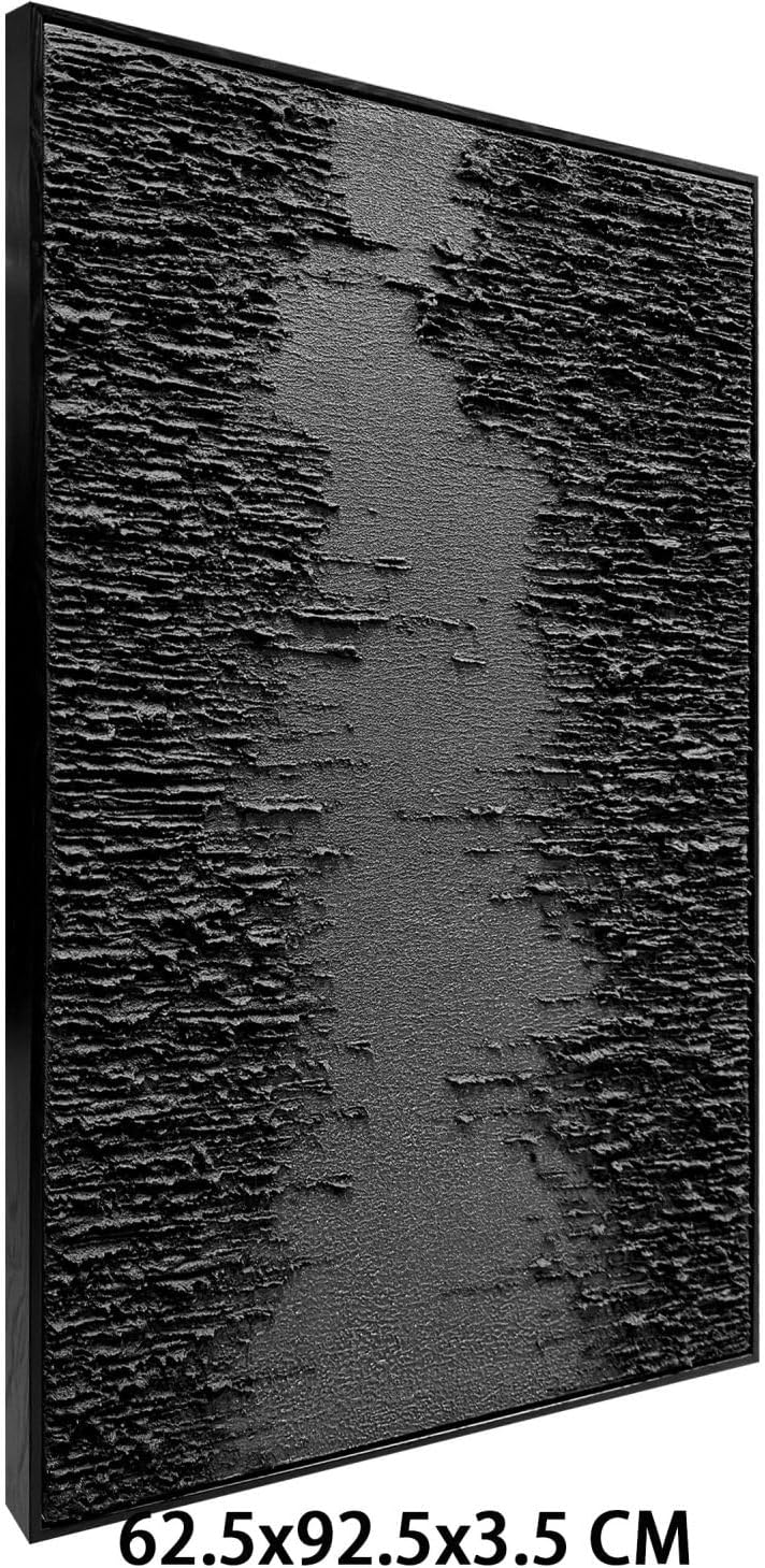 Framed Black Canvas Wall Art, Modern Abstract Oil Paintings, Relief Texture Wall Art for Living Room Bedroom Wall Decor