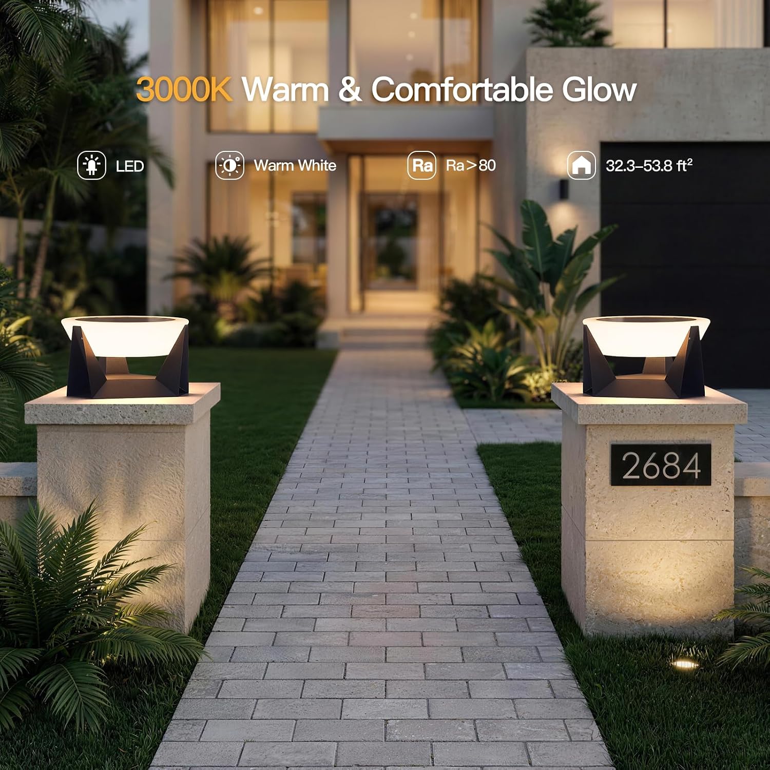 MVBT Large Solar Lantern, 3000K Outdoor Floor Lamp, Solar Outdoor Lights Waterproof, Dusk to Dawn Floor Lamps for Porch, Round Garden Floor Lanterns, Metal LED Patio Light for Yard Deck Pool Outside