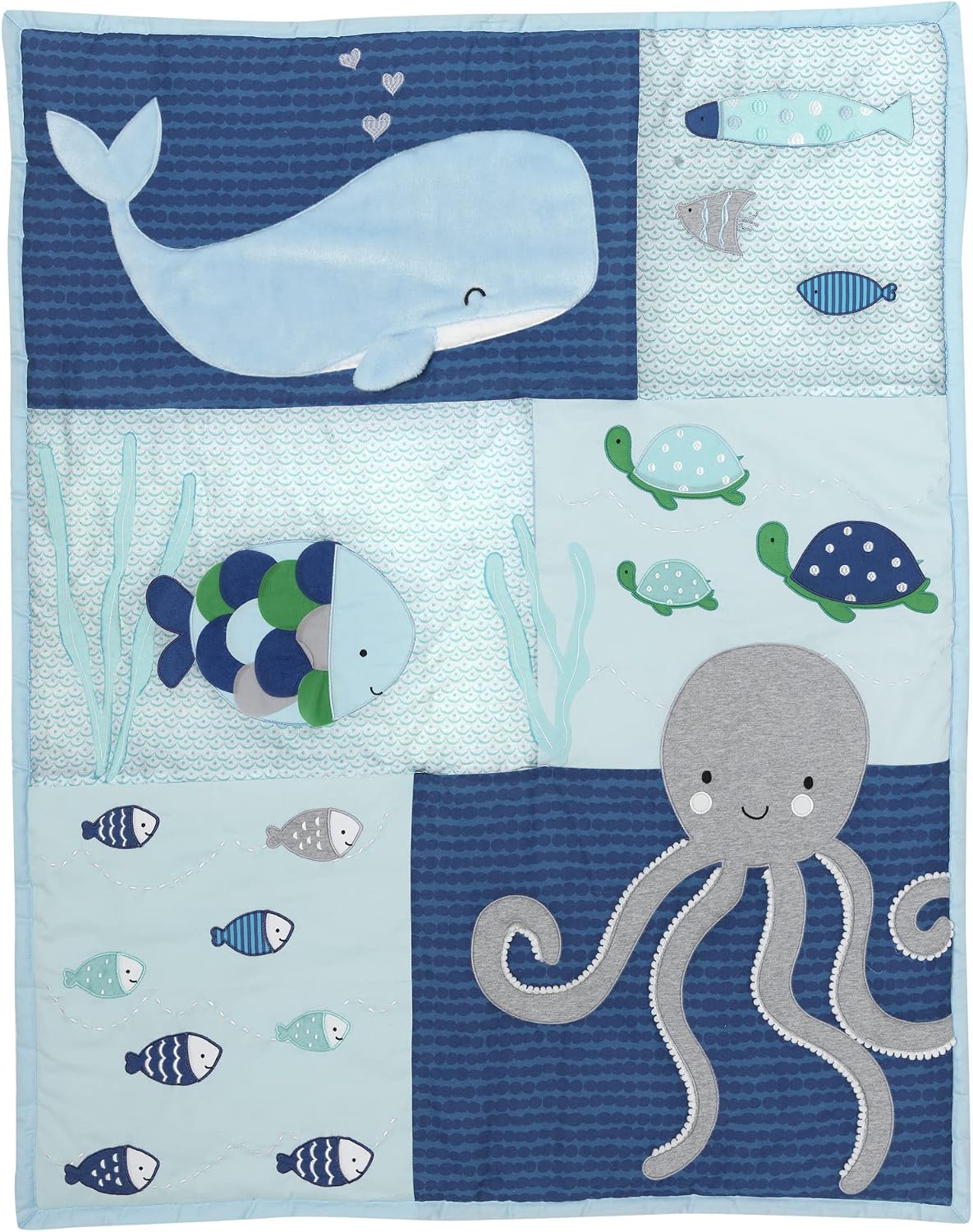 Lambs & Ivy Oceania 6-Piece Baby Crib Bedding Set - Blue Ocean, Nautical, Aquatic, Whale, Octopus Theme