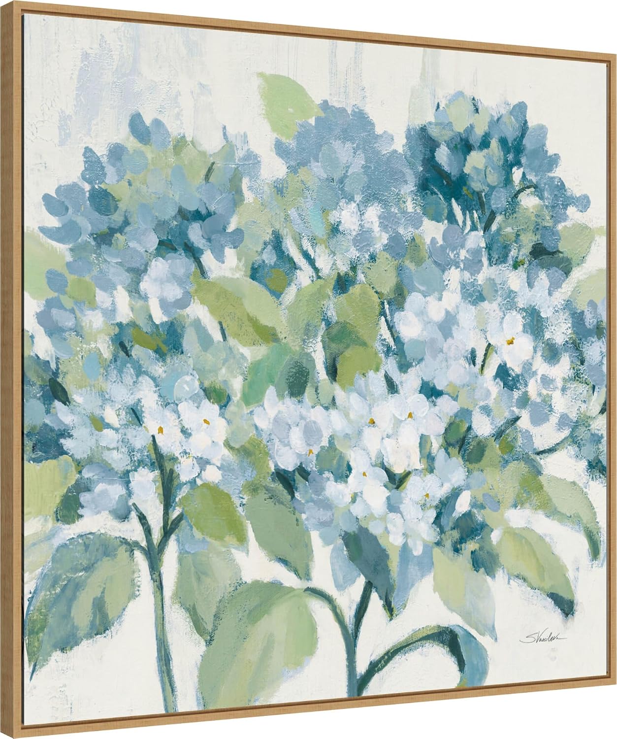 Amanti Art Framed Canvas Wall Art 30x30 Romantic Hydrangeas Blue by Silvia Vassileva, Framed Wall Art Canvas, Flowers Artwork, Modern Decor, Large Poster Painting for Living Room, Bedroom, Bathroom,