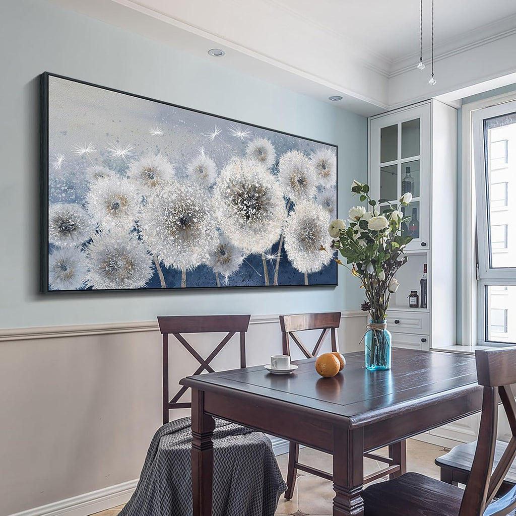 Pogusmavi Dandelion Wall Art Modern Wall Decor Botanical Framed Artwork for Walls Office Artwork Pictures for Bedroom Canvas Painting for Living Room 30x60 Black Framed