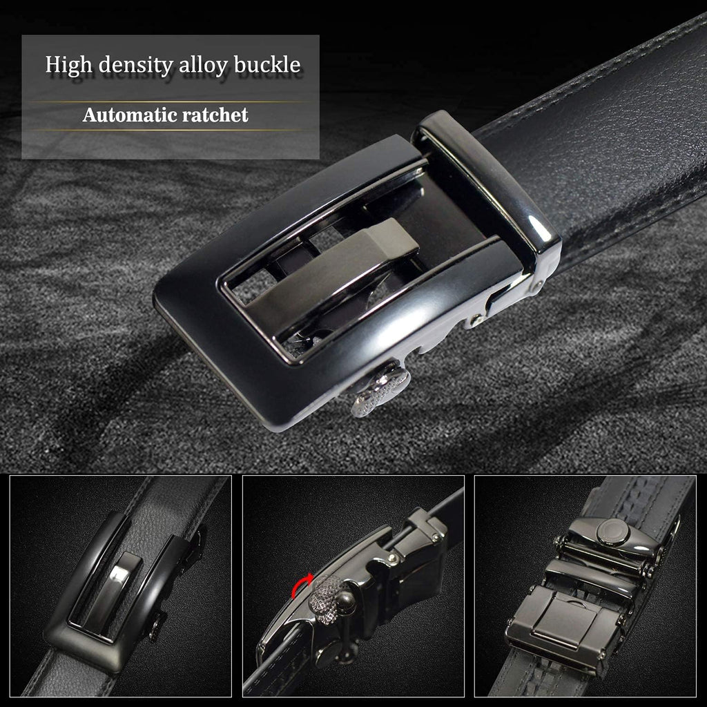 Micro-Adjust Slide Ratchet Genuine Leather Belt Men Dress Pants Shirt Executive Gift.
