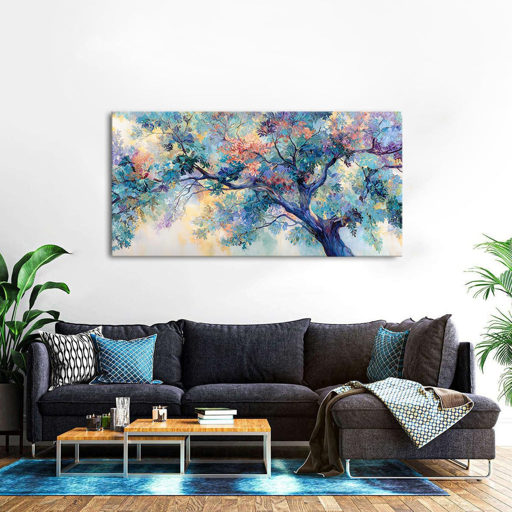 Abstract Tree Wall Art Colorful Tree of Life Wall Decor Nature Teal Green Trees Painting Canvas Prints Graffiti Botanical Pictures Posters Modern Artwork for Bedroom Living Room Home Decoration 30x57.8'