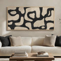 Framed Extra Large Abstract Wall Art for Living Room, Neutral Black and Beige Modern Painting Print, Mid Century Minimalist Horizontal Canvas Artwork for Dining Room Bedroom Hallway Office Wall Decor