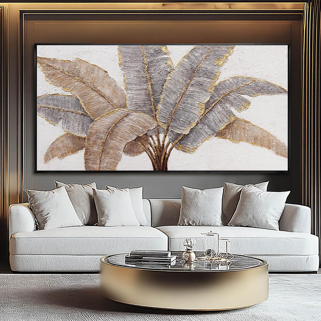 CHUDANHAO Botanical Wall Art Vintage Pictures Wall Decor Grey and Gold Photo Prints Line Wall Hangings 24'x48' Canvas Decorations for Bedroom Office