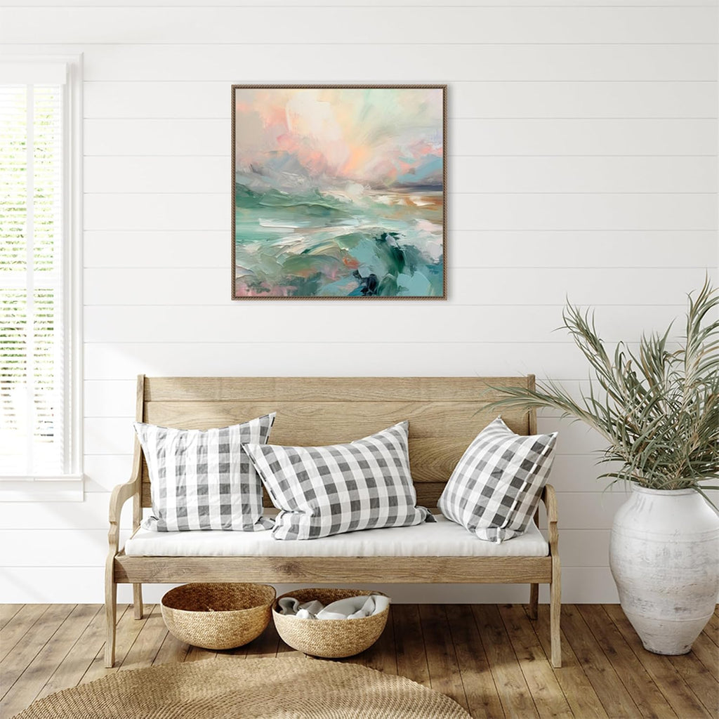 Amanti Art Framed Canvas Wall Art 30x30 Pink Morning V by Irena Orlov, Framed Wall Art Canvas, Abstract Artwork, Traditional Decor, Large Poster Painting for Living Room, Bedroom, Bathroom, Kitchen,