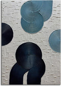 Slyart Blue and Black Abstract Textured Wall Art, Hand-Painted 3D Oil Paintings on Canvas Wall Art 40x28 inch Contemporary Art