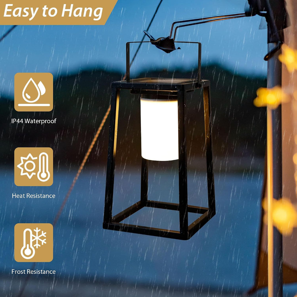 TRIROCKS Set of 4 Outdoor Solar Lantern Portable Brightness LED Nightstand Lantern Portable Solar Lamp IP44 Waterproof Touch Control Outdoor Table Lamp Cordless Lights for Patio Walking Camping Garden