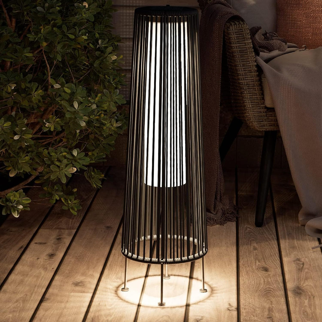 Grand patio Outdoor Floor Solar Light 2-Pack, Wicker Solar Patio Lamp Waterproof Outside Deck Lamp for Porch, Yard, Garden, Lawn Decorations - Dark Brown, Gordes 2 PCS