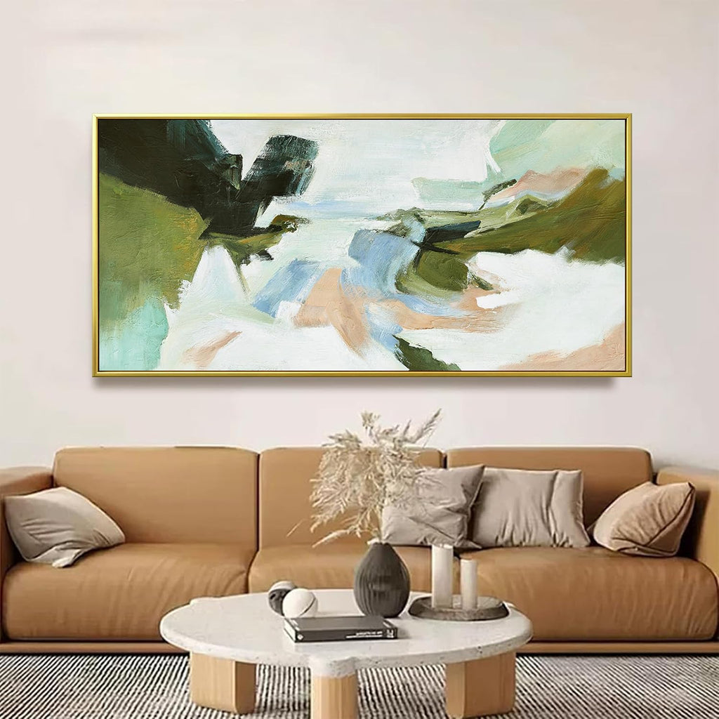 Suconvng Large Gold Framed Wall Art Abstract Colorful Wall Art Living Room Canvas Art Wall Decor Office Abstract Wall Decor Multicolor For Bedroom Kitchen Home Artwork 29x58 Inch