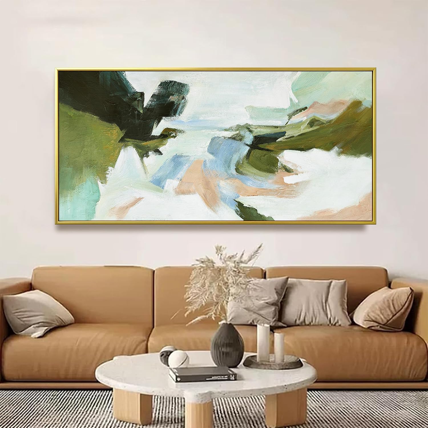 Suconvng Large Gold Framed Wall Art Abstract Colorful Wall Art Living Room Canvas Art Wall Decor Office Abstract Wall Decor Multicolor For Bedroom Kitchen Home Artwork 29x58 Inch