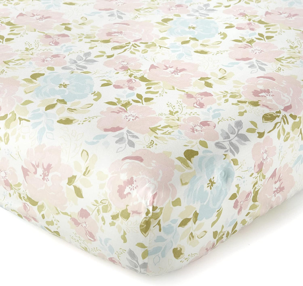 Levtex Baby Nest & Nod Amelia 3pc Bedding Set, Cotton, Pink, (Quilt, Dust Ruffle, Crib Fitted Sheet)