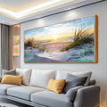 Wapluam Beach Wall Art For Living Room Coastal Canvas Prints Artwork Ocean Seascape Wall Paintings Nature Landscape Wall Decor Pictures for Bedroom Office Hotel Extra Large Framed Home Decor 32x72 In