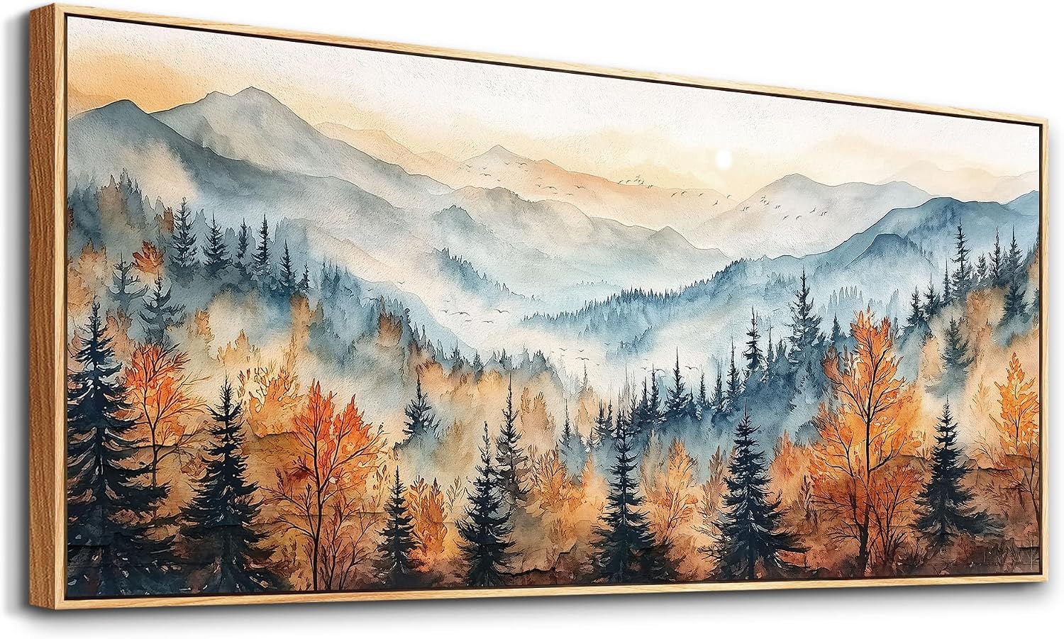 KELIYUAN Large Canvas Abstract Mountain Forest ainting Wall Decor For Living Room Wall Art For Bedroom Office Farmhouse Murals Restaurant Printed Artworks Modern Home Decor Wood Framed 32x72 In