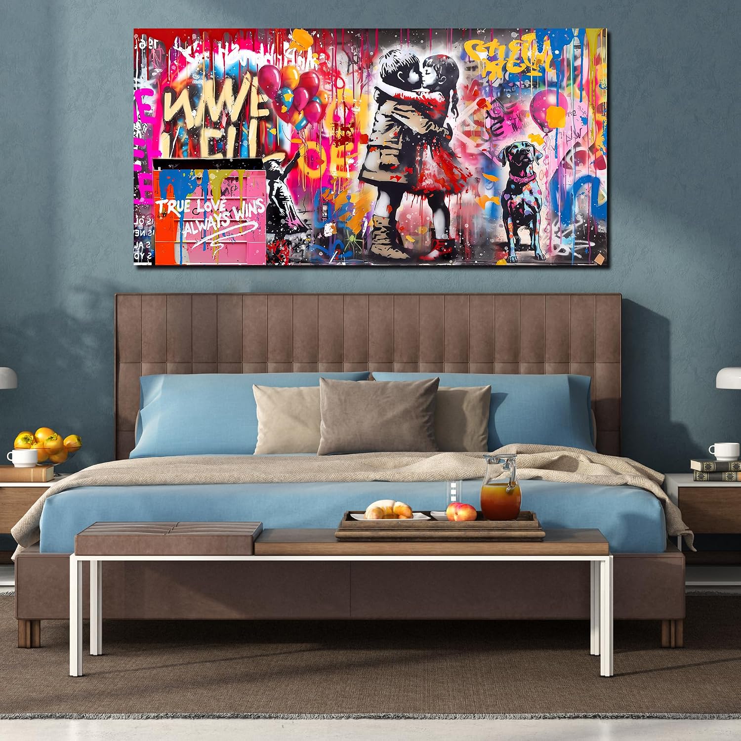 CIRABKY Colorful Canvas Wall-Art - Graffiti Art Wall Decor for Living Room - Boy and Girl Print Big Painting Size 29' x 59'