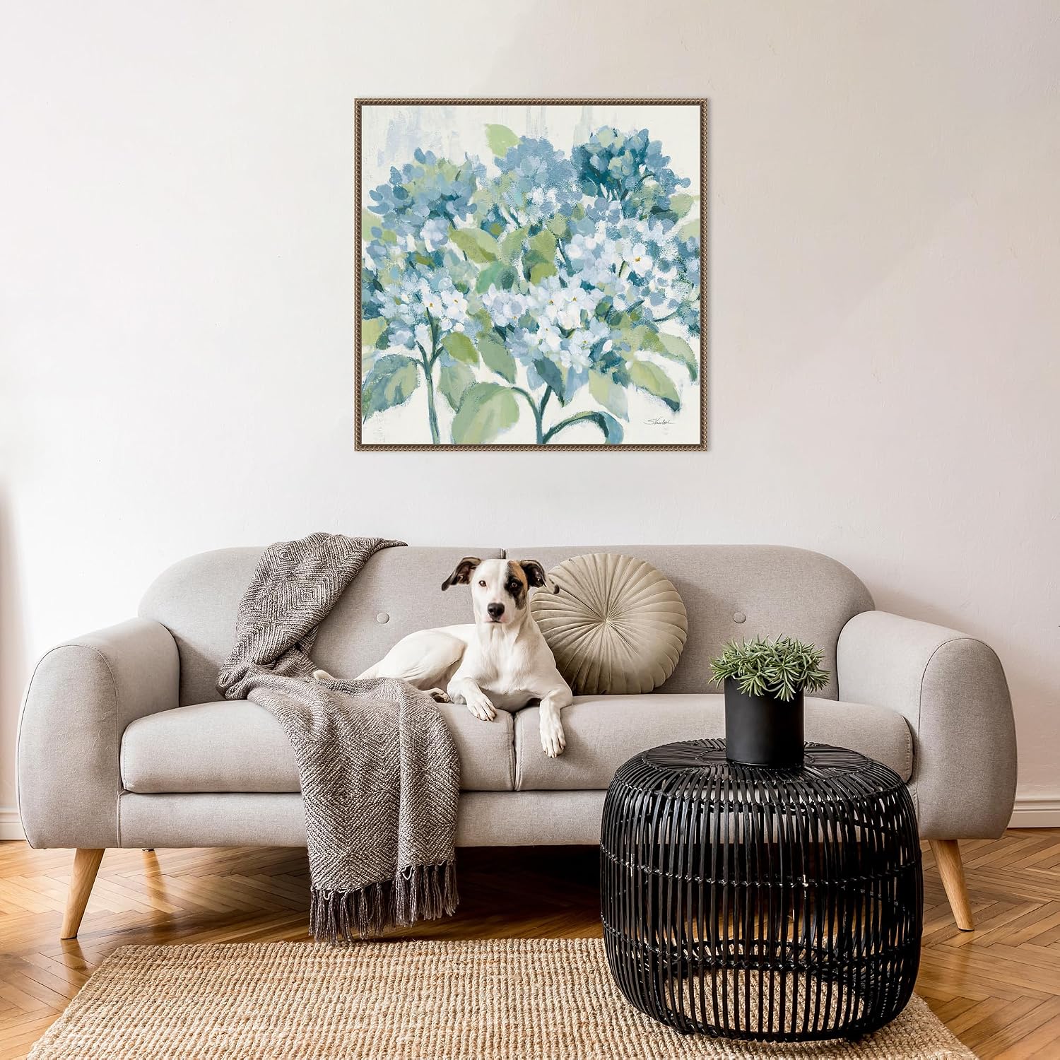 Amanti Art Framed Canvas Wall Art 30x30 Romantic Hydrangeas Blue by Silvia Vassileva, Framed Wall Art Canvas, Flowers Artwork, Traditional Decor, Large Poster Painting for Living Room, Bedroom,