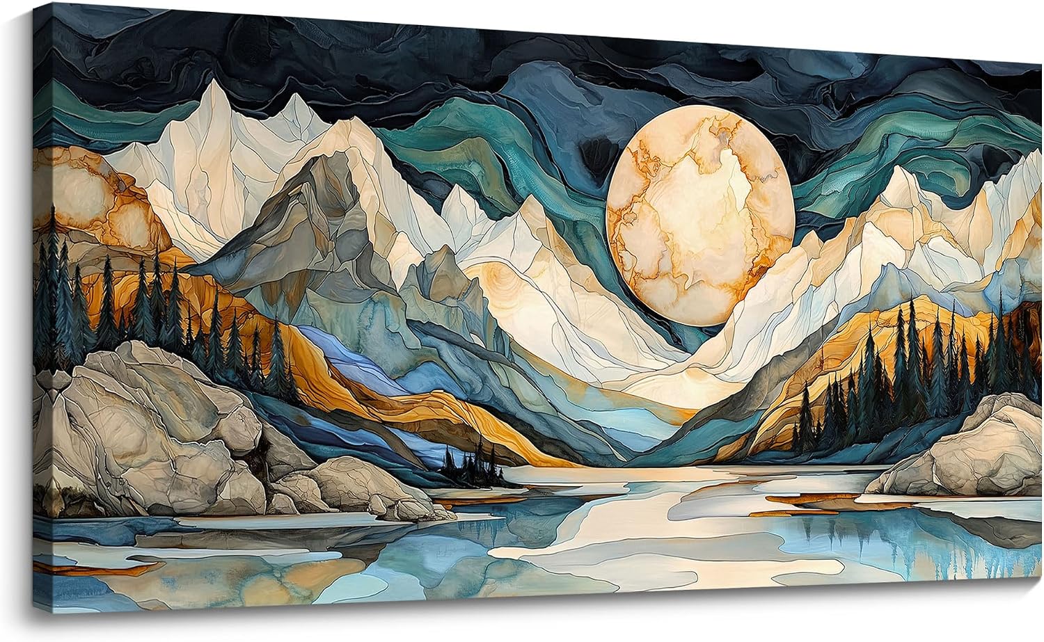 JEAWA Large Canvas Wall Art - Abstract Painting Decor, Textured Mountain Pictures as Gifts for Friends, Modern Art Prints for Bedroom Living Room Bathroom Home Decoration, 29x58 IN
