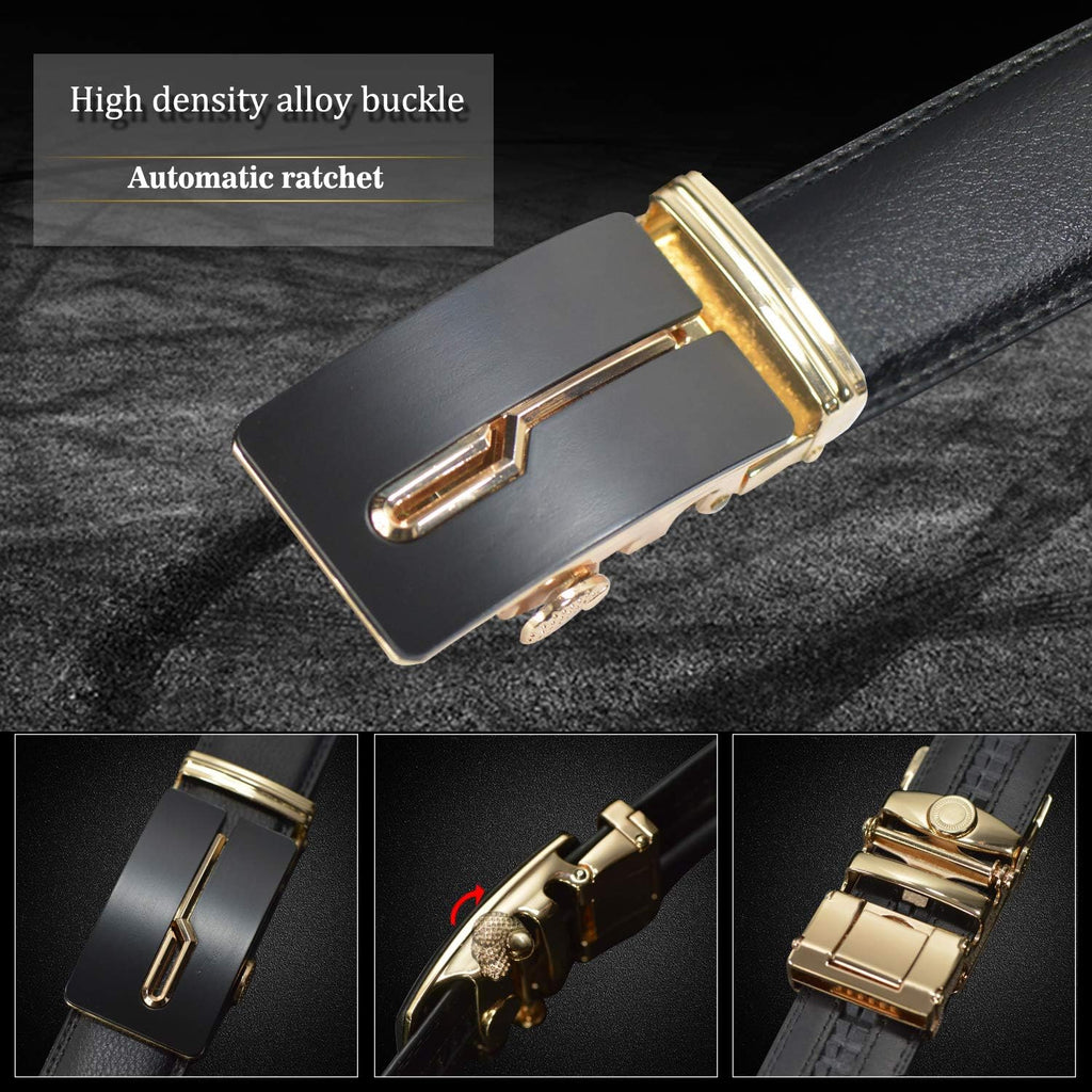 Micro-Adjust Slide Ratchet Genuine Leather Belt Men Dress Pants Shirt Executive Gift.