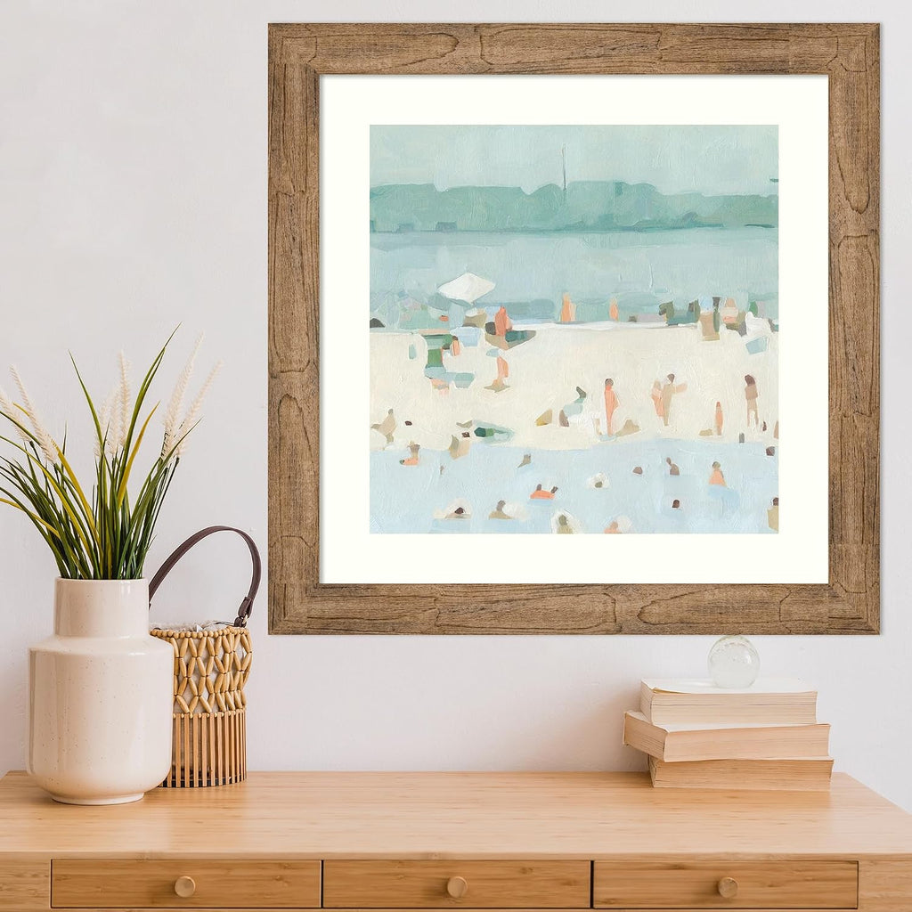 Amanti Art Framed Wall Art Print 24x24 Sea Glass Sandbar I by Emma Scarvey, Abstract Wall Art, Coastal Decor, Medium Poster Painting Artwork for Living Room, Bedroom, Bathroom, Kitchen, Office or