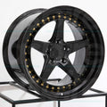 Aodhan DS-05 Custom Wheel - 18x9.5, 35 Offset, 5x100 Bolt Pattern, 73.1mm Hub - Gloss Black with Gold Rivets Rim