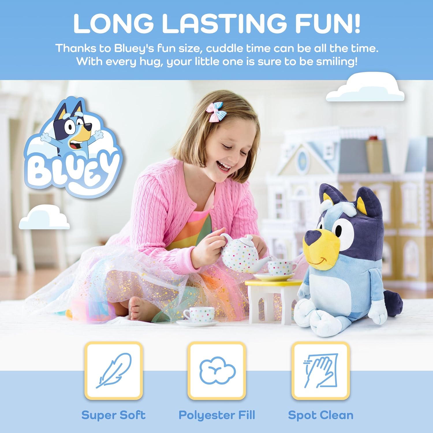 Jay Franco Bluey Plush Pillow and 7 Piece Full Bed Set Bedroom Decor Bundle