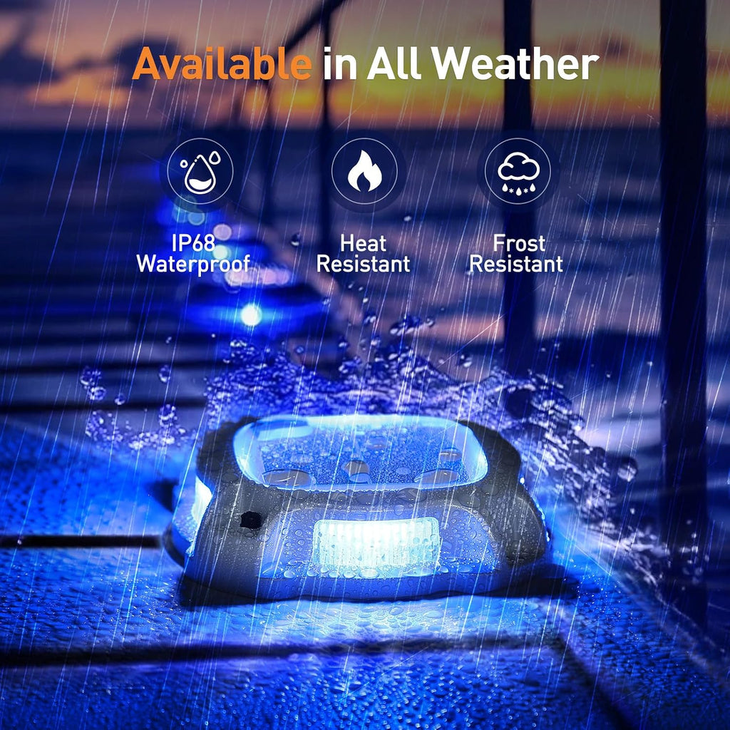 AGPTEK Metal Multi-Colors In 1 Solar Driveway Lights Outdoor 16 Pack, Aluminum RGB Deck Dock Marine LED Solar Powered Waterproof Decorative Marker Security Light for Garden, Yard, Step, Sidewalk, Path