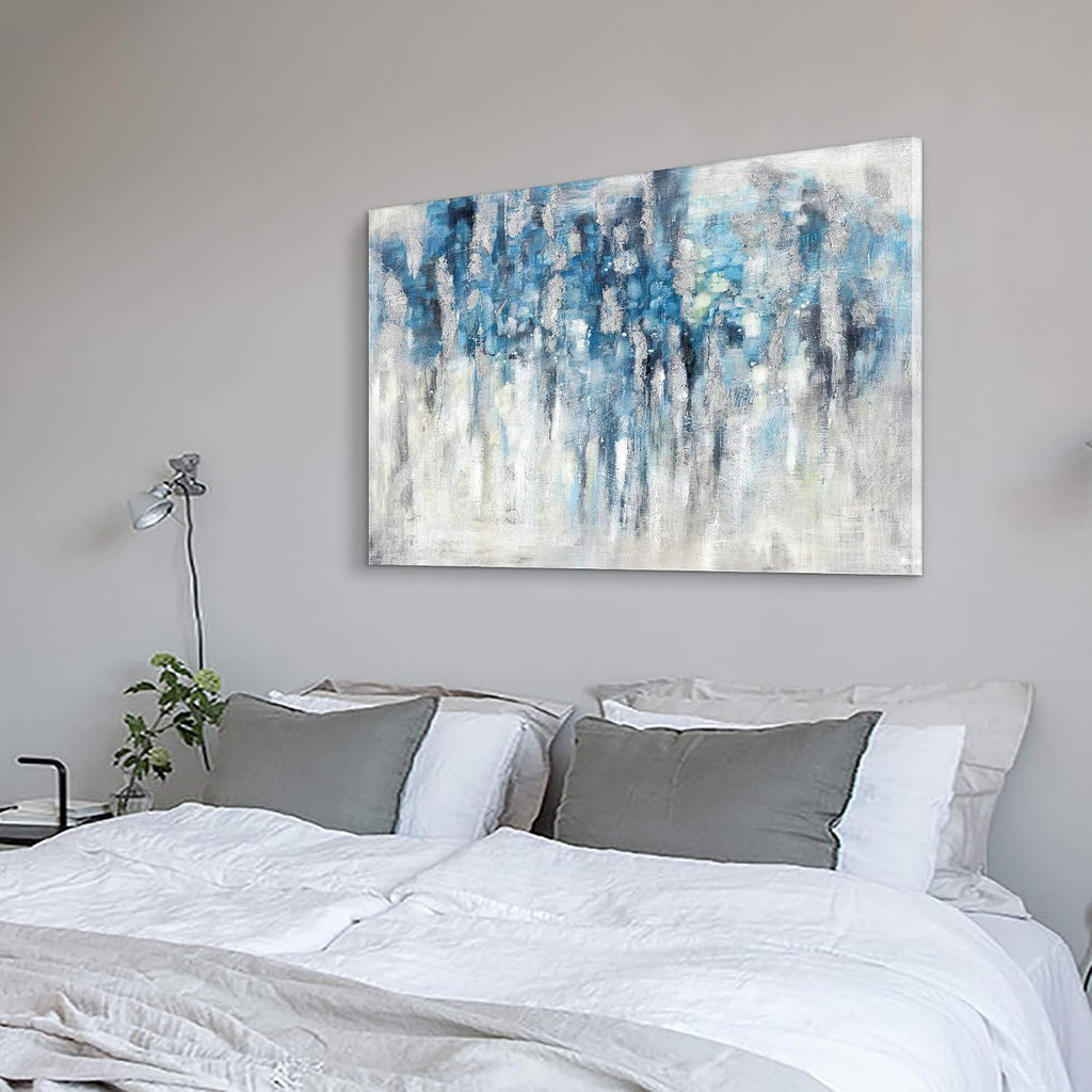 UTOP-art Abstract Wall Art Canvas Picture: Blue and Gray Artwork Modern Painting for Living Room (45' x 30' x 1 Panel)