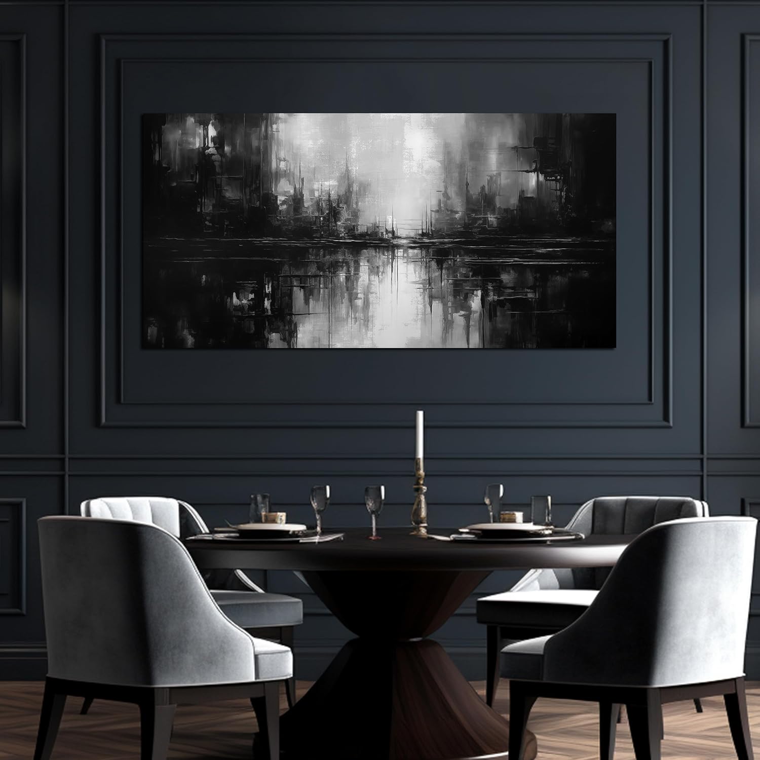 Large Abstract Canvas Wall Art for Living Room Large Size,Black and White Pictures Wall Art for Office 29 x 59 Inch