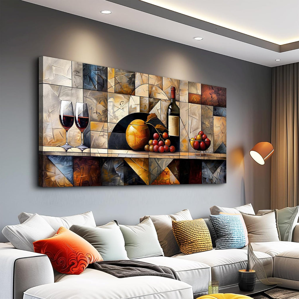 QIYILEXWART Canvas Wall Art For Living Room Large Wall Decor For Office Kitchen Decorations Wine Glass Landscape Pictures Farmhouse Painting Artwork Room Wall Mural Aesthetic Home Decor 30x60 In