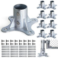 Aecxm 2.5' (2-3/8' Post OD) Chain Link Fence Post Floor Flange Galvanized Anchor Base for Fence Posts, Mailboxes, Lamp Posts & Commercial Applications 8Pack