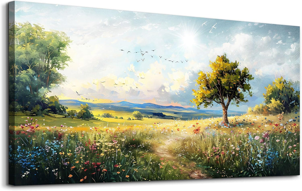 Wapluam Large Wall Art For Living Room Wall Decor For Bedroom Office Decorations Pastoral Wall Paintings Scenery Abstract Watercolour Farmhouse Pictures Modern Posters Canvas Prints Artwork Home Decor